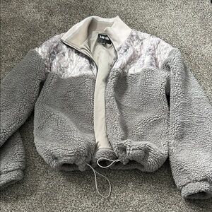 Birdie brand Gray and Camo Sherpa Jacket